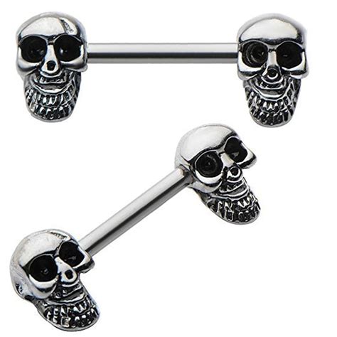 nipple piercing skeleton|Skull Nipple Rings .